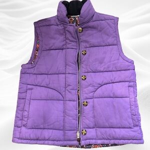 NWT XIRENA Small Hunter Puffer Vest in Ikat Blue Reversible to purple